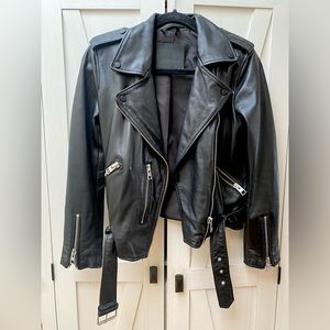 Allsaints Balfern Leather Biker Jacket in Black